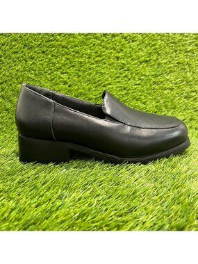 SlipGrips Womens Size 6.5D Black Leather Slip-Resistant Slip-On Dress Shoes